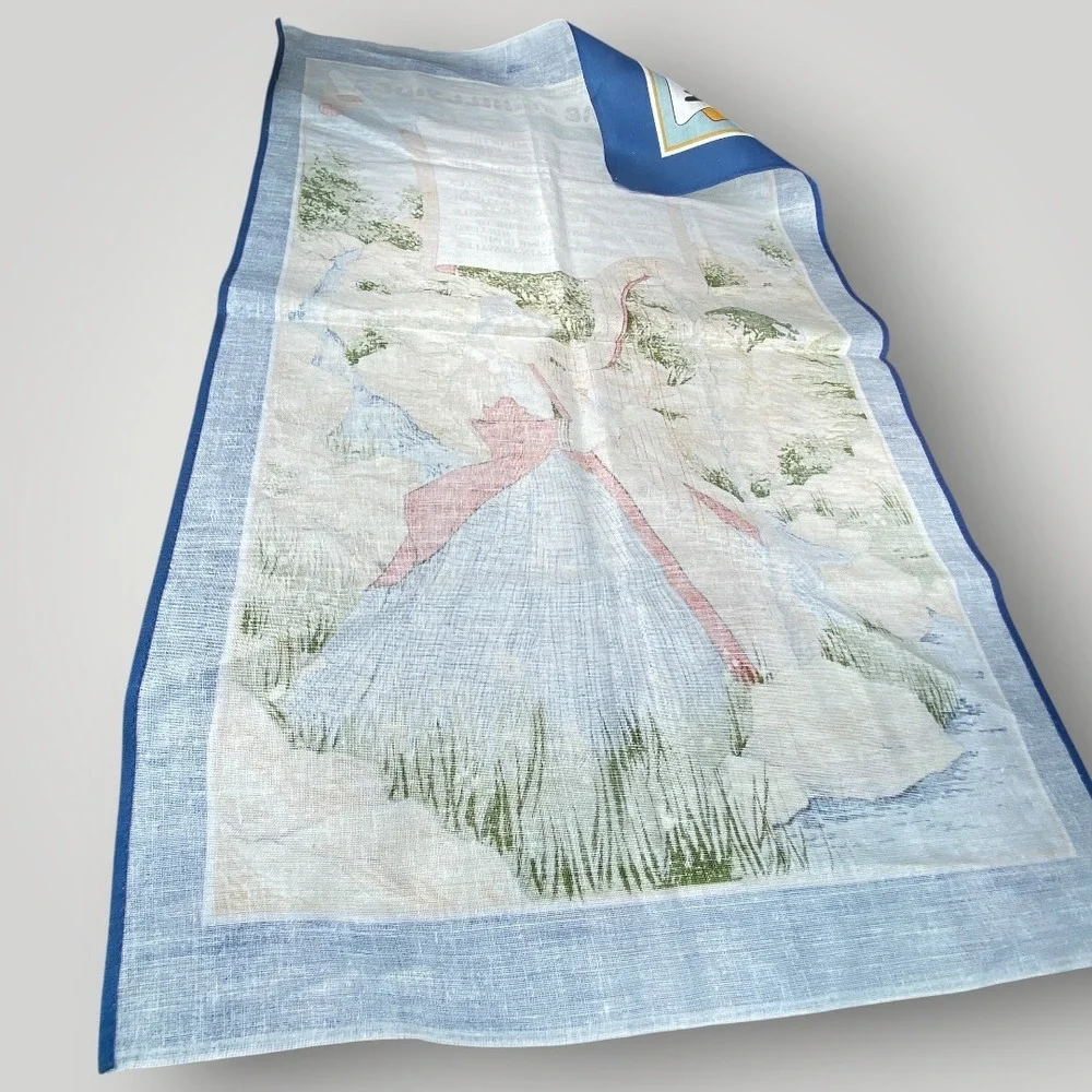 Vista Wales Tea Towel Welcome in the Hillsides Cotton Made in Britain 1960s-70s